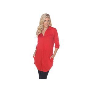 Women's Lakota Stretchy Button-Down Tunic Red L